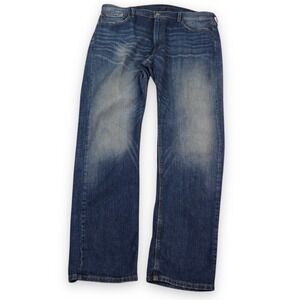 Levis 559 Relaxed Straight Jeans Mens 42x36 Blue Dark Wash Denim Whiskers Fade